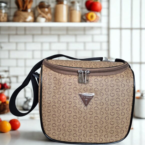 Guess Insulated Lunch Bag Junction Travel Signature Logo, Mocha NWT - Picture 1 of 8